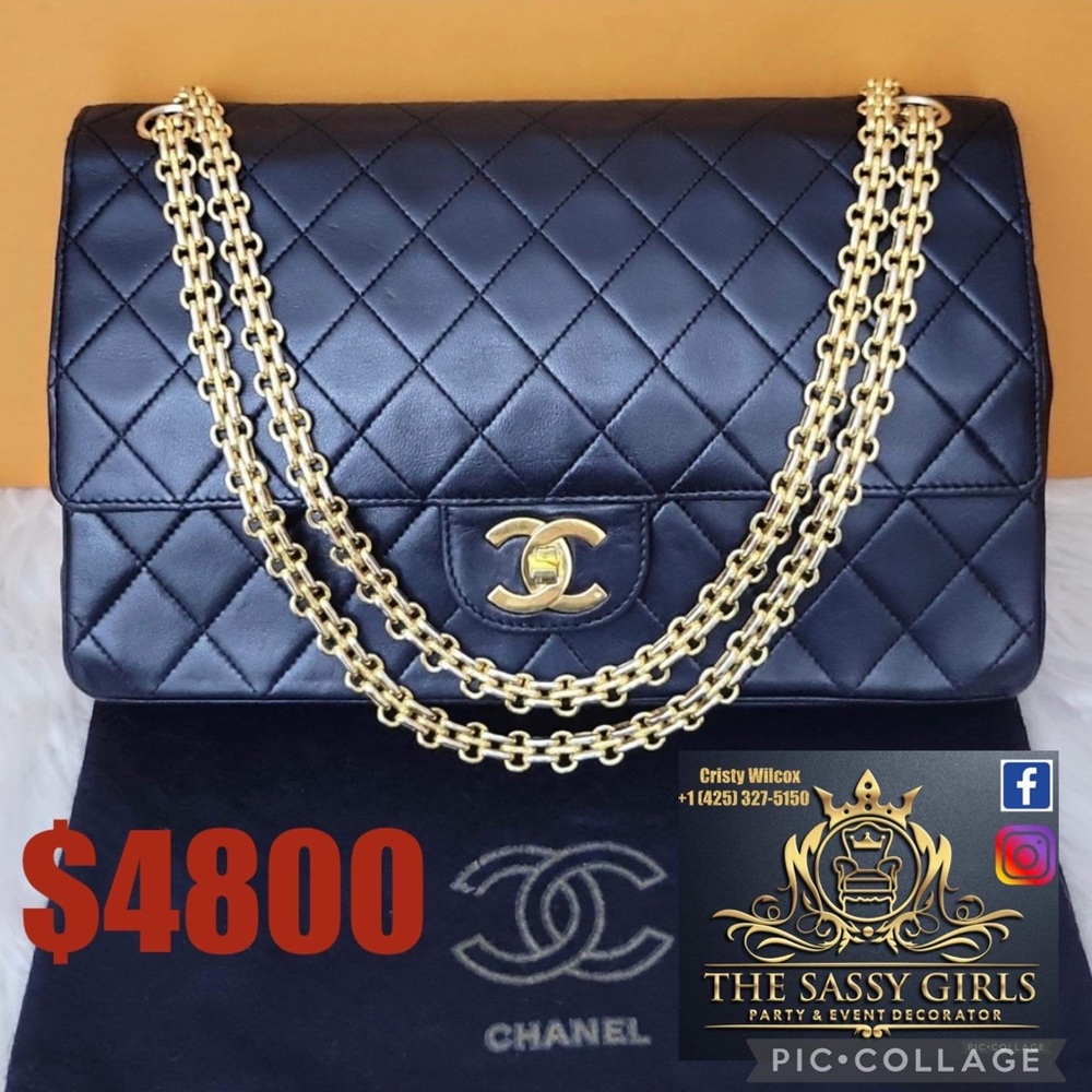 Chanel Vintage Bijoux Chain “Jumbo”size Double Flap hand/shoulder bag
